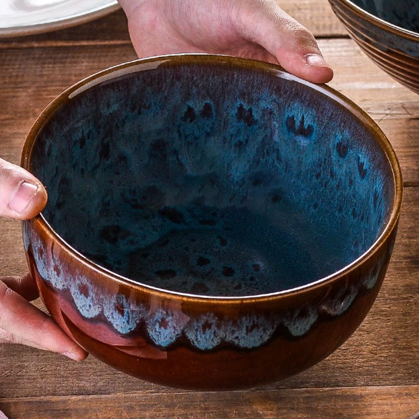 Japanese Ceramic Ramen Bowl Set With Spoon and Chopstick - Porcelain Soup Ciotola in Elegant Style