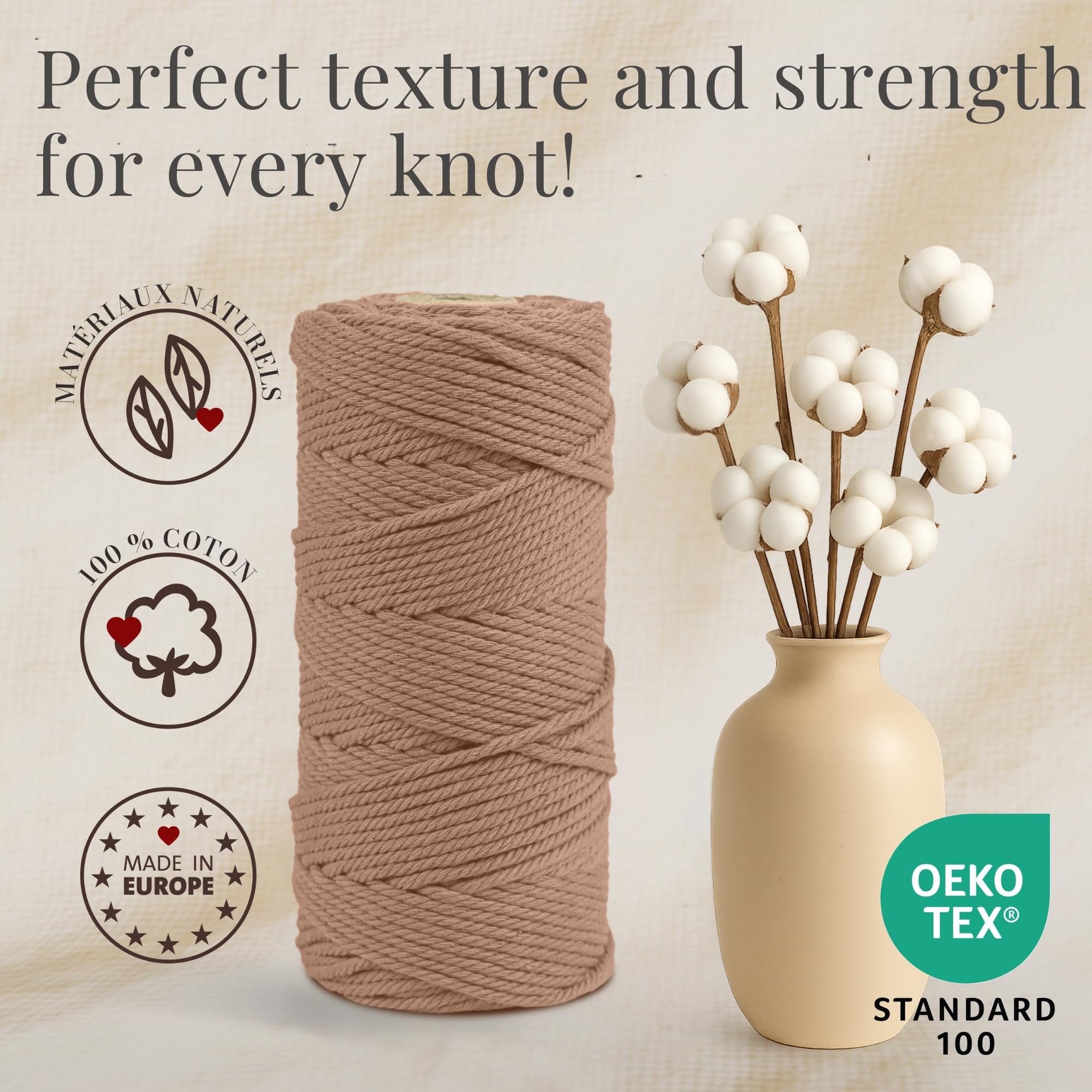 OurTop Premium Macramégaren Set Van 3, 3 Mm X 100 M Macram Koord Garen Voor Doe Het 1092510