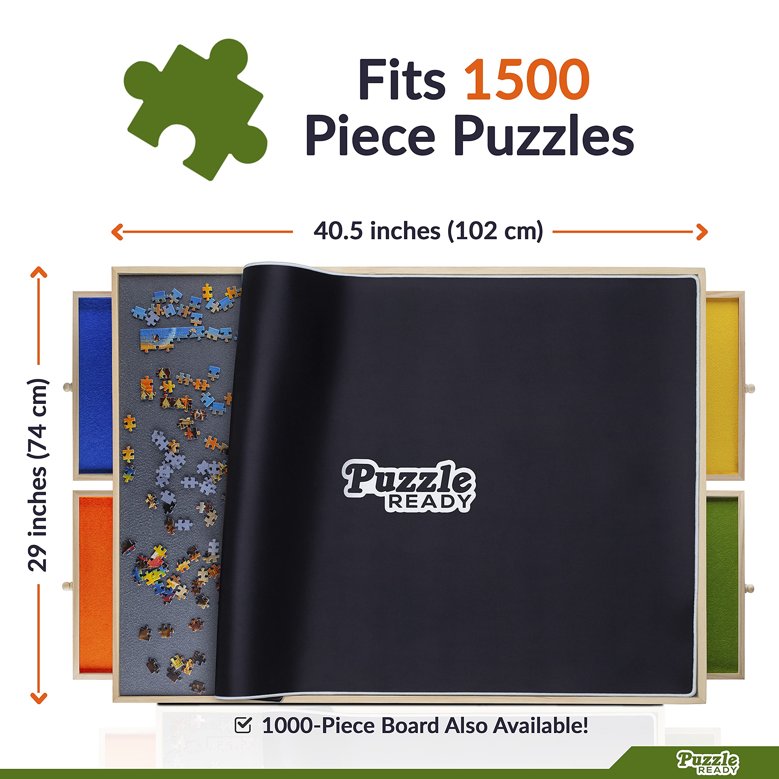 Puzzle Board with Drawers and Cover - Fits 1500 Piece Jigsaw Puzzle - Portable Puzzle Table for Adults and Children