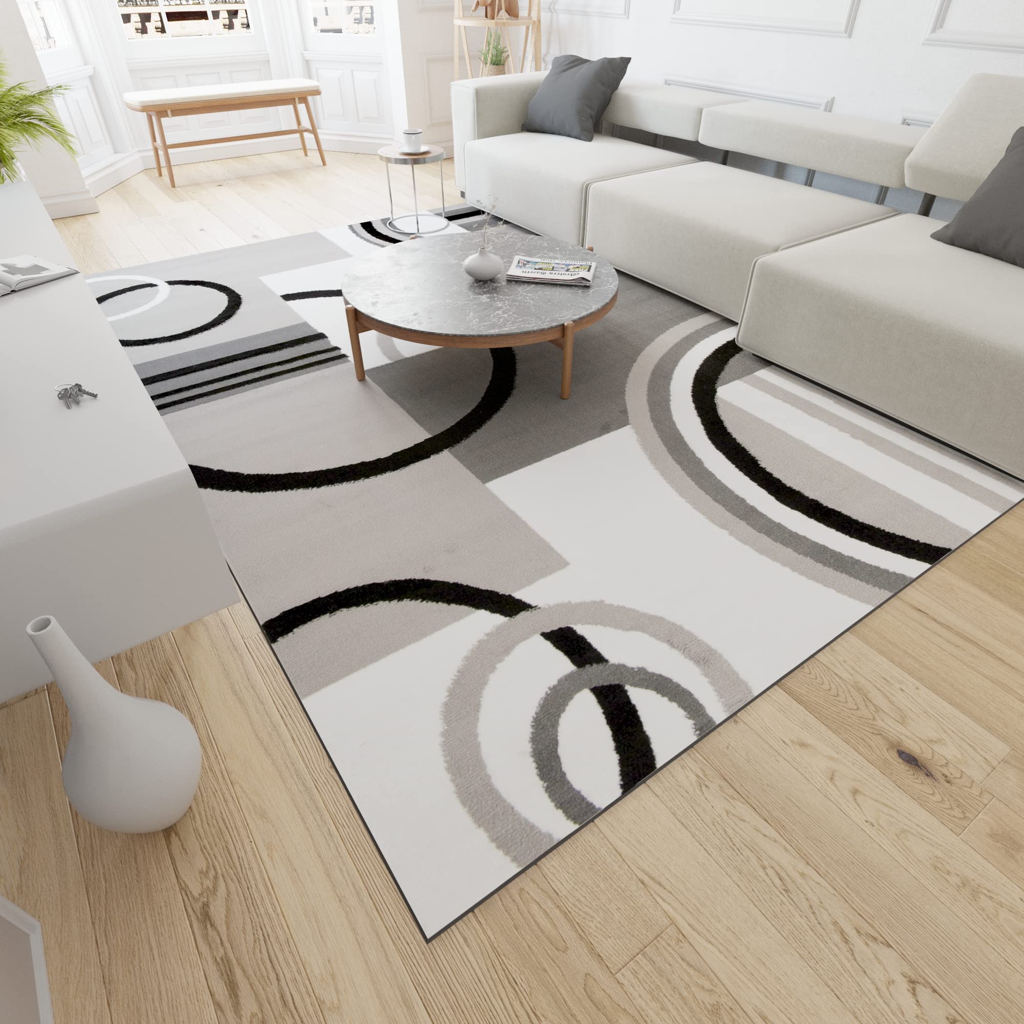 Mazovia Alfombra Modern de Salón Grande de Pelo Corto - Alfombras Salón - Alfombras de Habitación de Matrimonio, Dormitorio y Comedor - Gris 120 x 170 cm