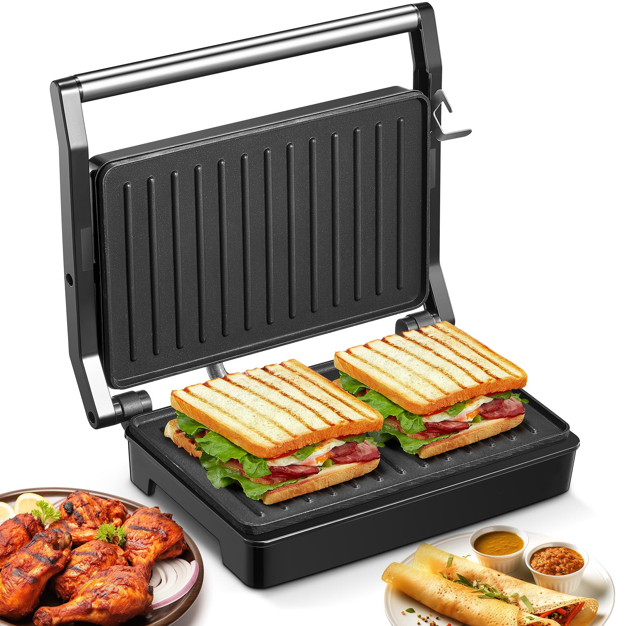1000W Sandwich Maker, Cozeemax Panini Press, Cozeemax Non-Stick Griddle Plates, Versatile Folding Health Grill, Meat, Kebabs, Fish, Automatic Temperature Control (Sliver) (B0D1XR4TSP) Amazon Price History, Amazon Price Tracker