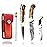 Best.Buy.Damascus1 Damascus Pocket Knife Set, 6.5 Folding Hunting Knife with 3 Real Damascus Blade & Olive Wood Handle, EDC Camping Knife for Men with Leather Sheath, 5.5 Mini Knife, Sharpener & Gift Box