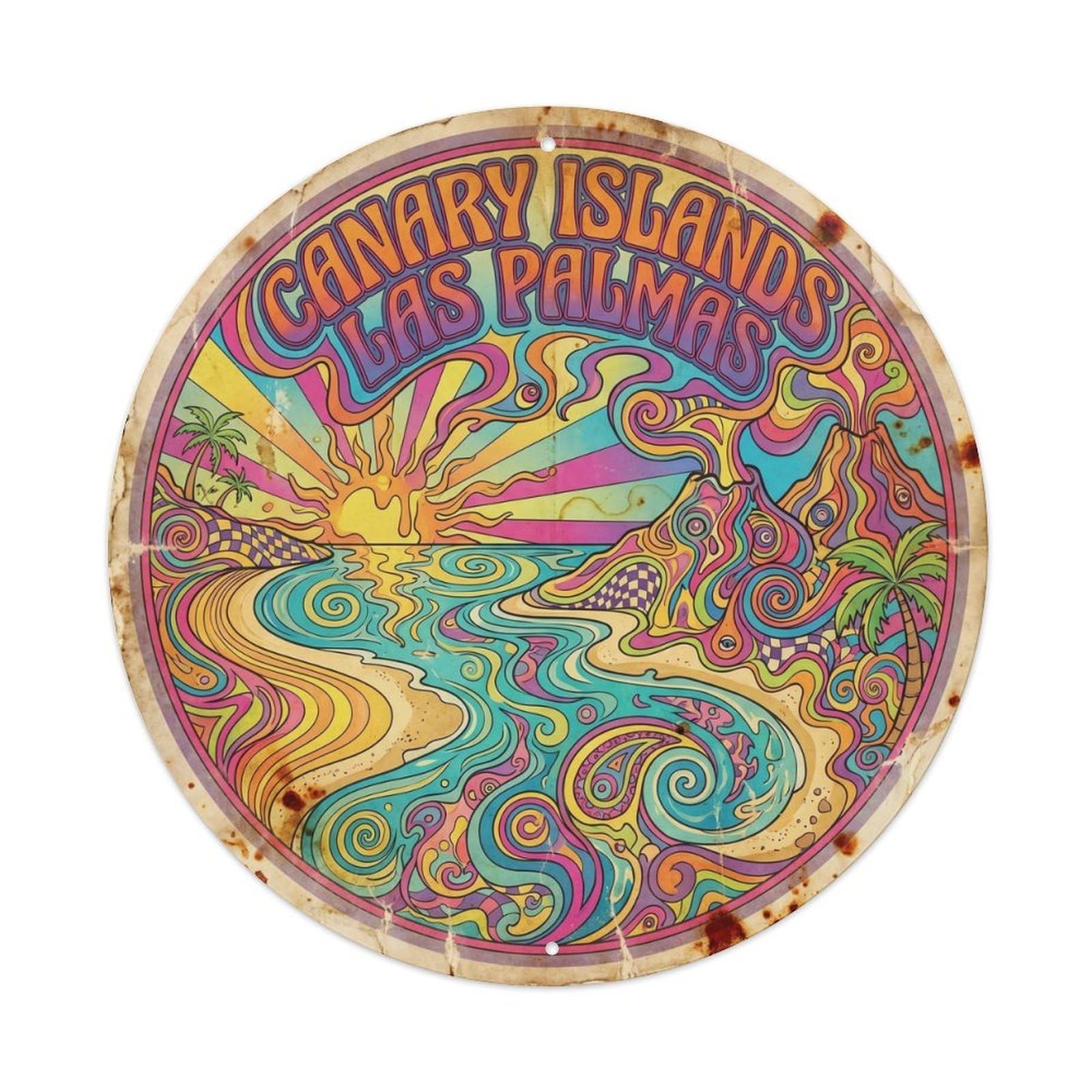 Canary Islands Las Palmas Seaside Scenery Graphic Color Metal Tin Sign