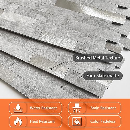 Miniatura 2 de Azulejos de cocina para salpicaduras de cocina, azulejos de mosaico lineal para despegar y pegar, azulejos de mosaico lineal impermeables (5