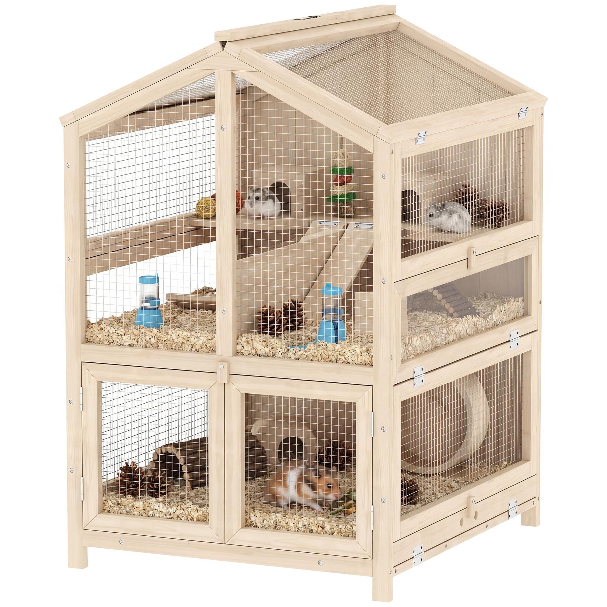 pawhut cage hamster 3 étages bois