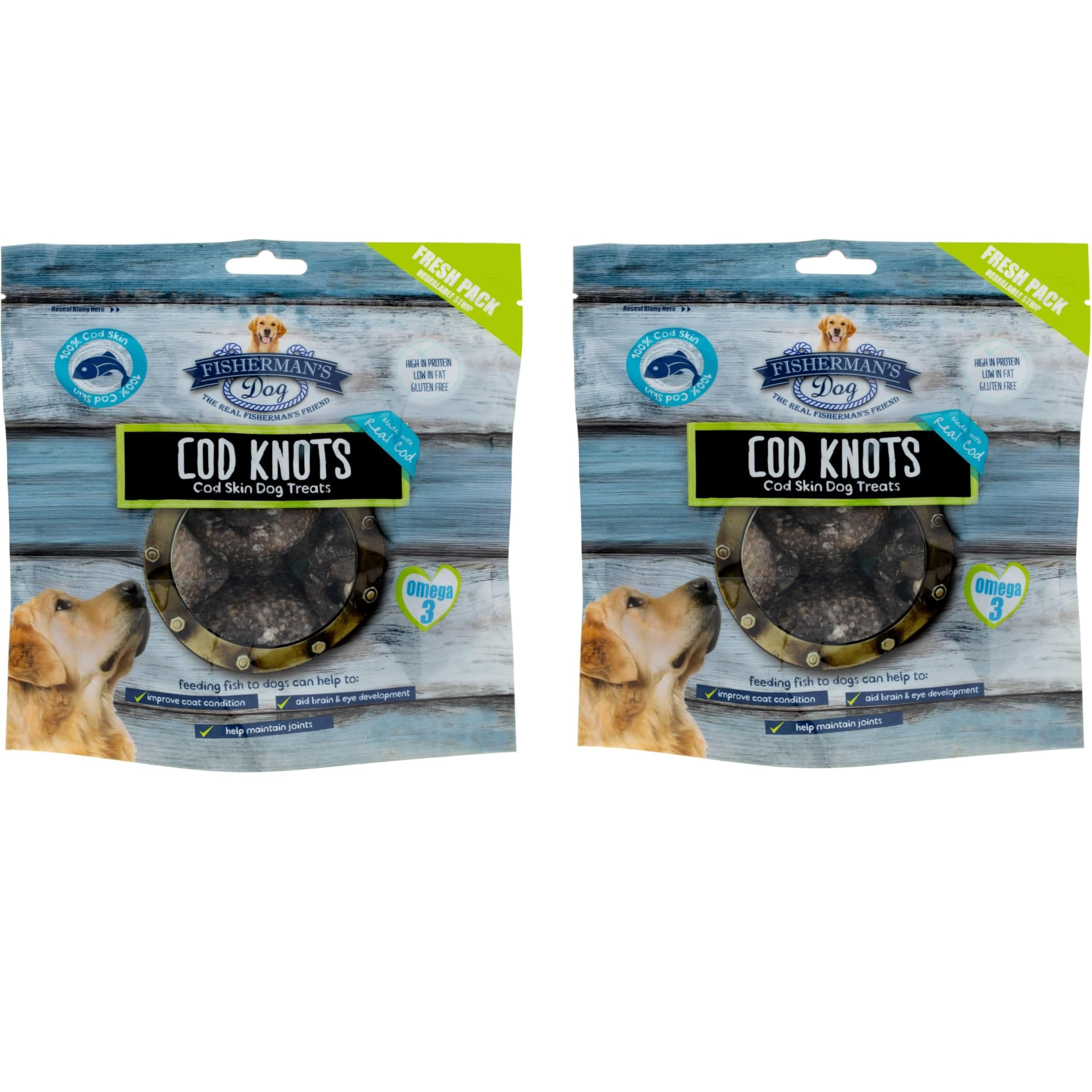 Fisherman's Dog Treats 100g Each (Cod Knots) 2x
