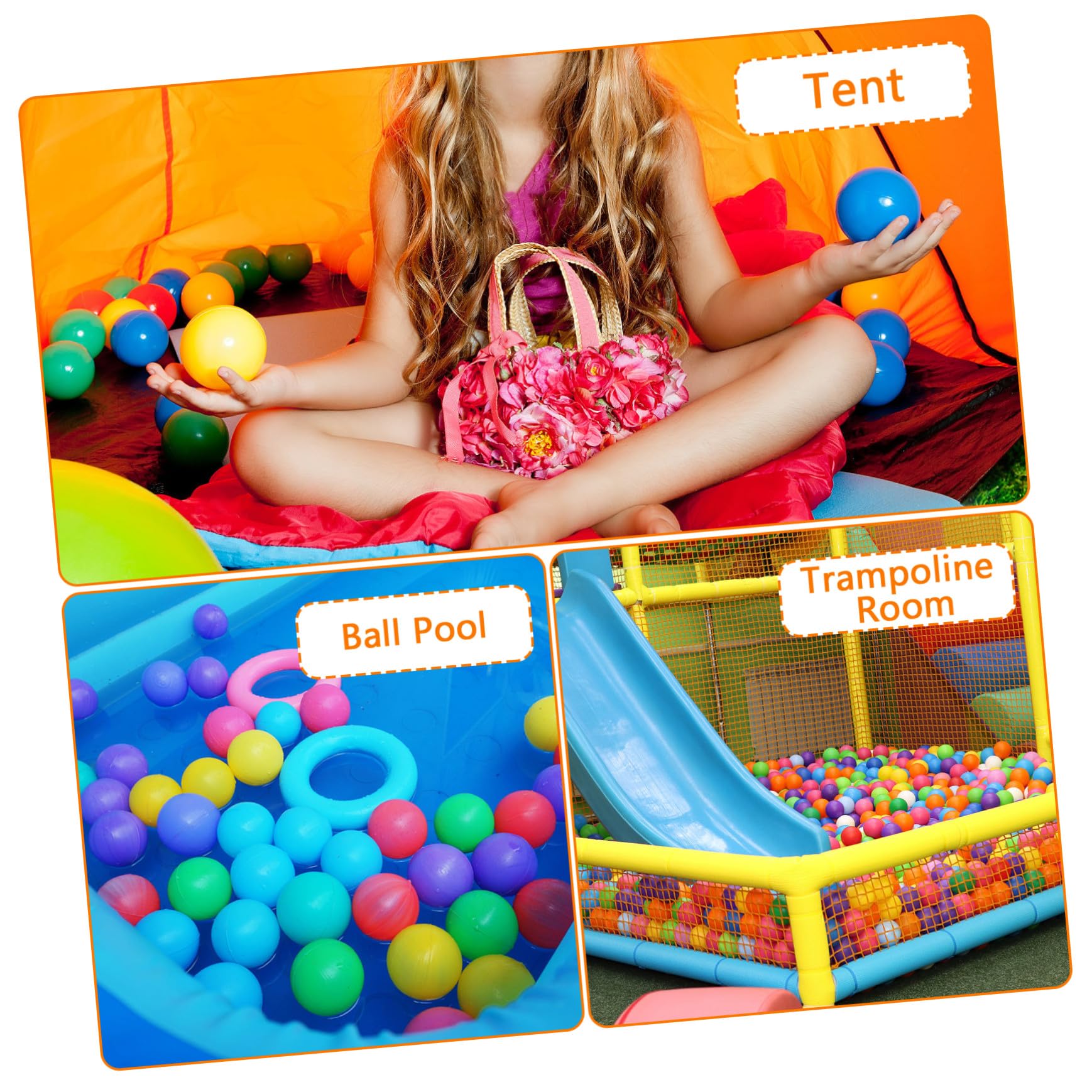 TOYANDONA Balones de Juego Redondas 100 Piezas de Plástico para Niños | Piscina de Bolas y Sala de Trampolín, Uso en Boxes y Fiestas, Coloridas Color Aleatorio