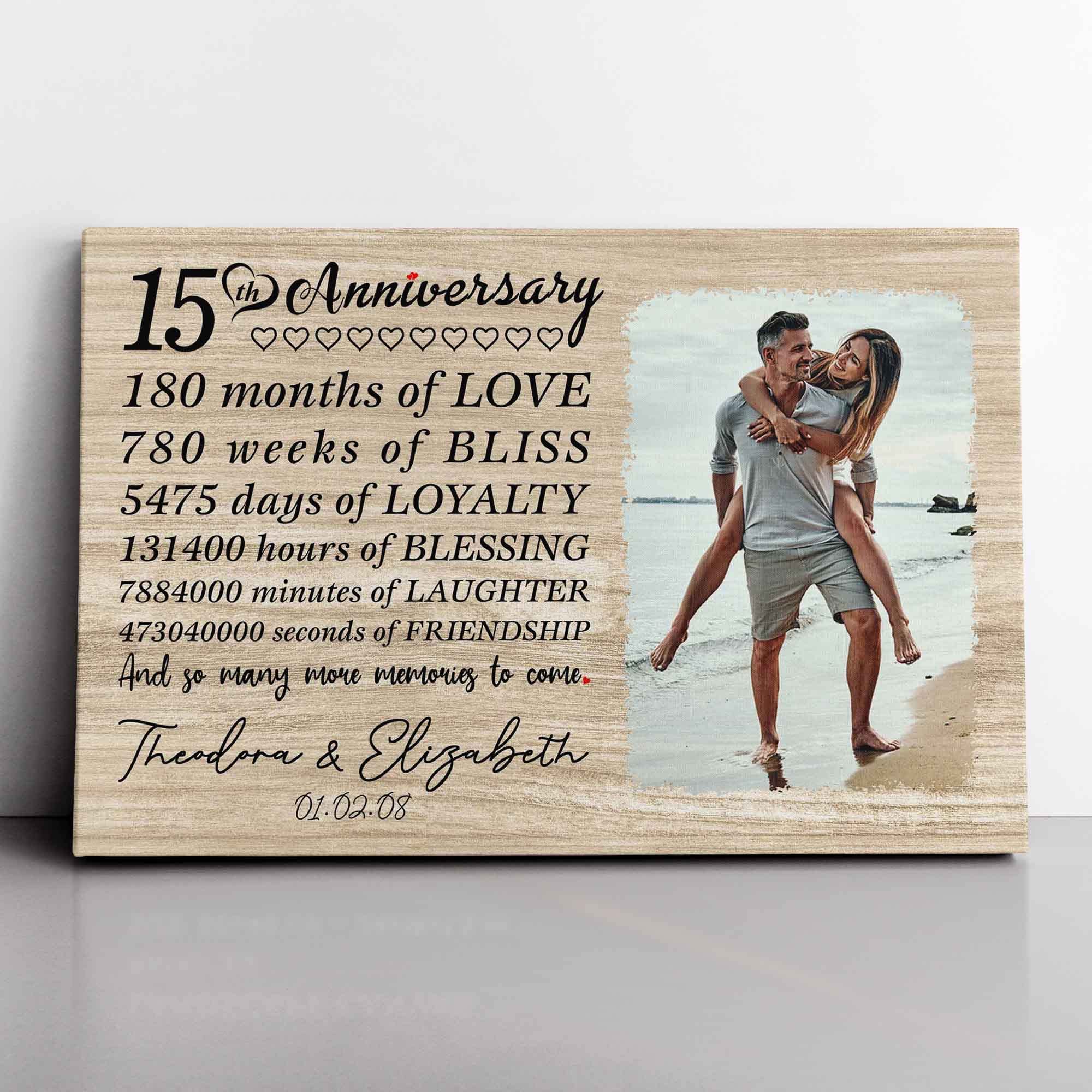 My Soul & Spirit Personalized 15 Year Anniversary Picture Frame Canvas Gift | 15th weddin…