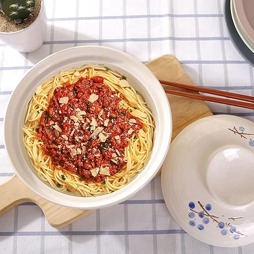 Miniatura 5 de WHJY Vajilla de cerámica creativa japonesa pintada a mano con tapa para sopa y fideos con función de preservación del calor cuenco y tapa integrados