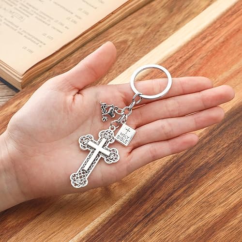Miniatura 5 de Loetere 40 llaveros de cruz cristiana para Navidad, Jesús, sagrada Biblia, colgantes, llaveros de cruz, llaveros religiosos para cristianos,