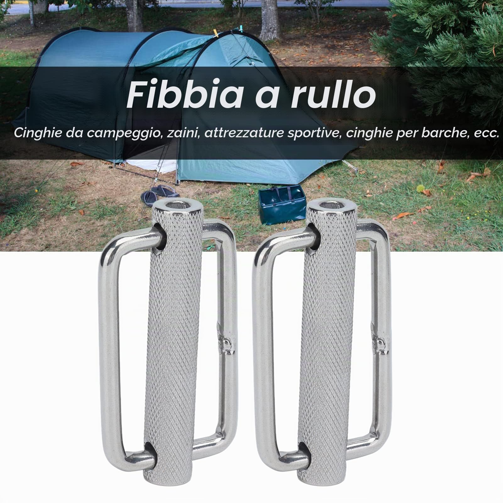 Fibbia Scorrevole in Acciaio Inossidabile 2 Pezzi 316, Fibbie per Cinture a Rulli Zigrinate Regolabili Rettangolari per Cinghie, Cinturini con Fibbia, Collari per Cani (25 mm)