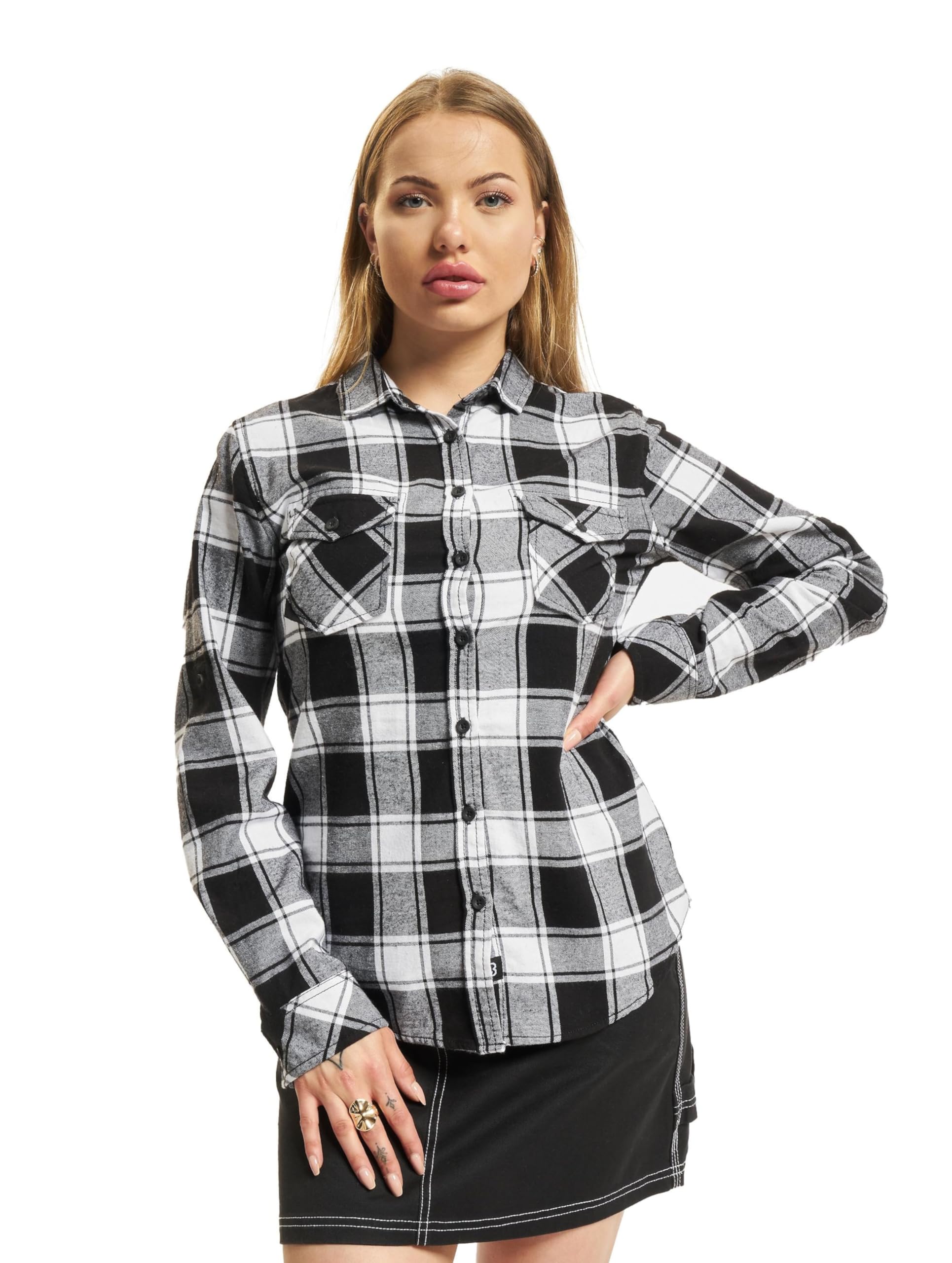 Brandit Amy Flanell Checkshirt Frauen Flanellhemd schwarz/weiß Basics