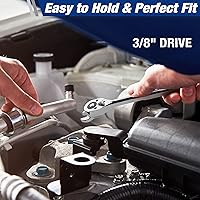 Vista 5 de WORKPRO Juego de llaves Crowfoot de 3/8 pulgadas, 10 piezas SAE con organizador de clip, 3/8”-1”, ideal para reparaciones automotrices en áreas