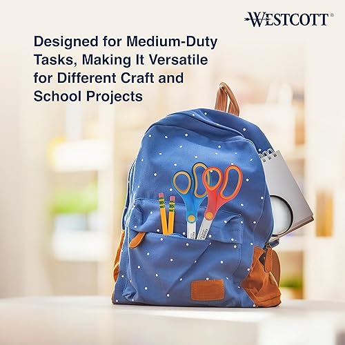 Miniatura 4 de Westcott Tijeras antiadherentes para estudiantes para uso en el aula, ideales para manualidades y proyectos escolares, perfectas para niños a partir