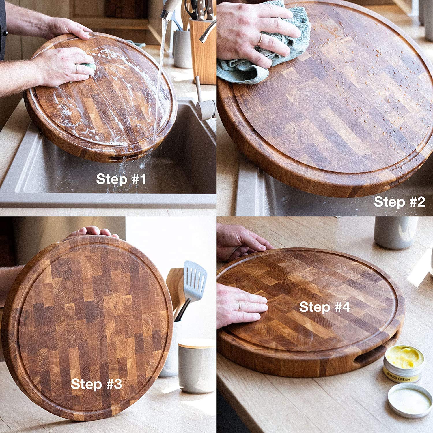 Amazon | Daddy Chef 丸形木目木製カッティングボード 20 x 2インチ