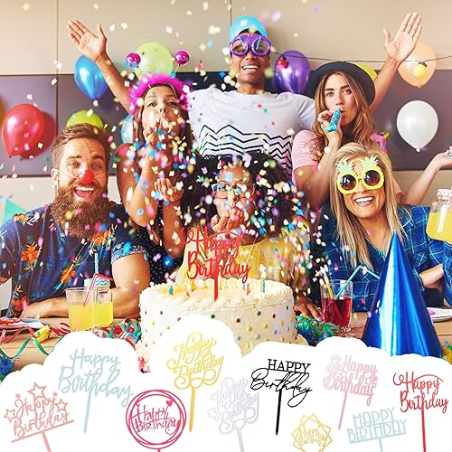 Miniatura 5 de 150 decoraciones acrílicas para tartas de cumpleaños, decoración de pastel de cumpleaños, decoración de pastel de doble cara para niños o adultos,