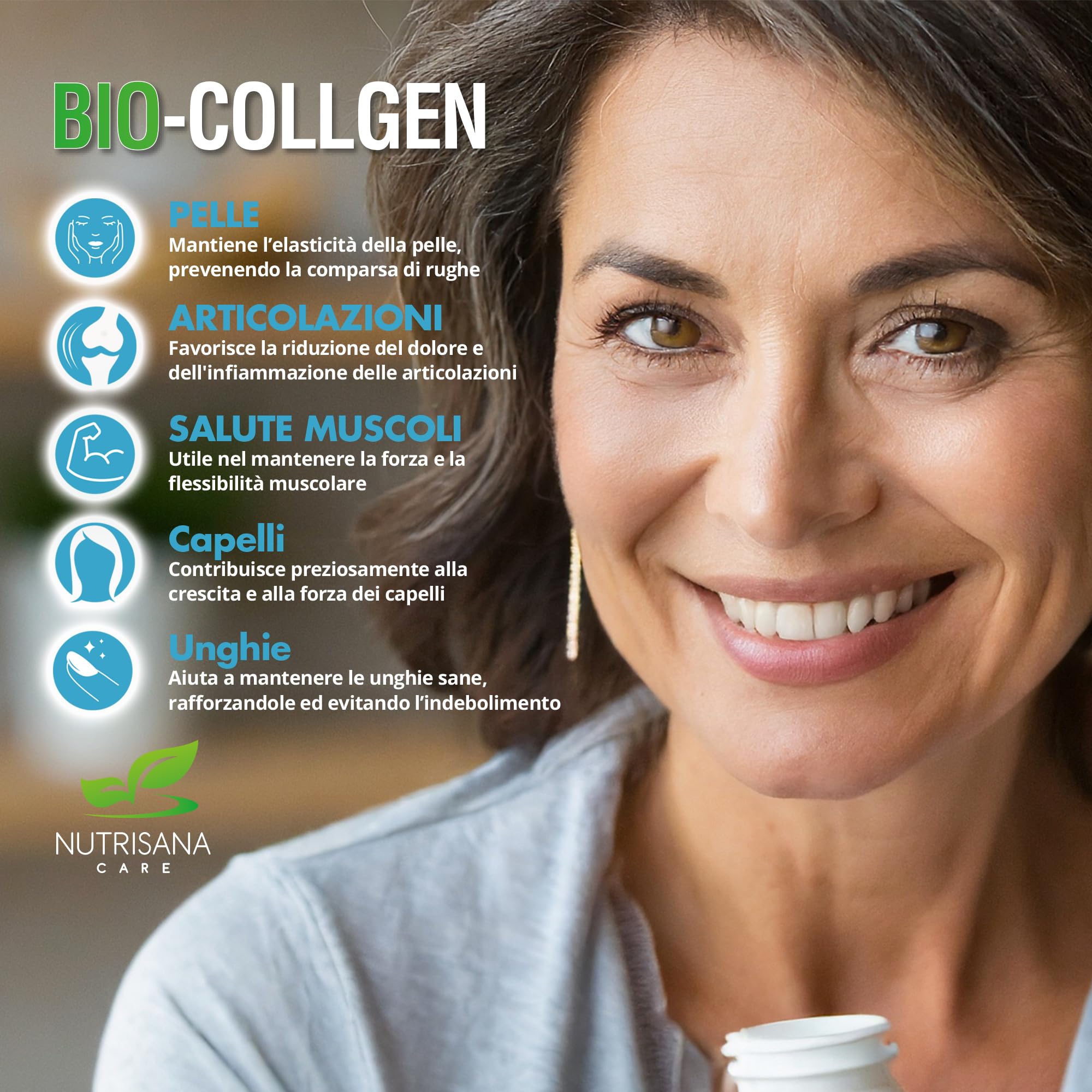 NUTRISANA | Capsules Bio Collgen - 60 gélules, collagène marin hydrolysé, traitement rajeunissant de la peau, apaisant, régénère les tissus/muscles/articulations