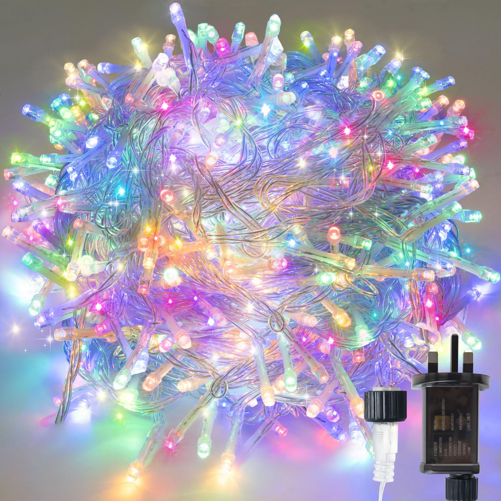 SINWE Christmas String Lights,30M 300 LED,8 Modes,Timer Function,Waterproof Multicolor Fairy Lights,Mains Powered with Timer, Memory Function, Waterproof (Multicolor, 300LED/30M)