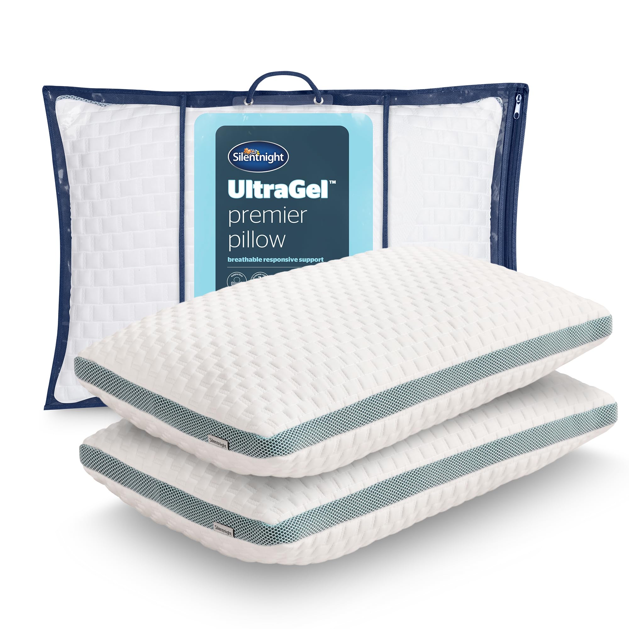 Silentnight Ultragel Support Pillows 2 Pack - Luxury Firm Support Pillows Responsive Pressure Relief For Neck And Shoulder Pain - Ideal For Stomach,
