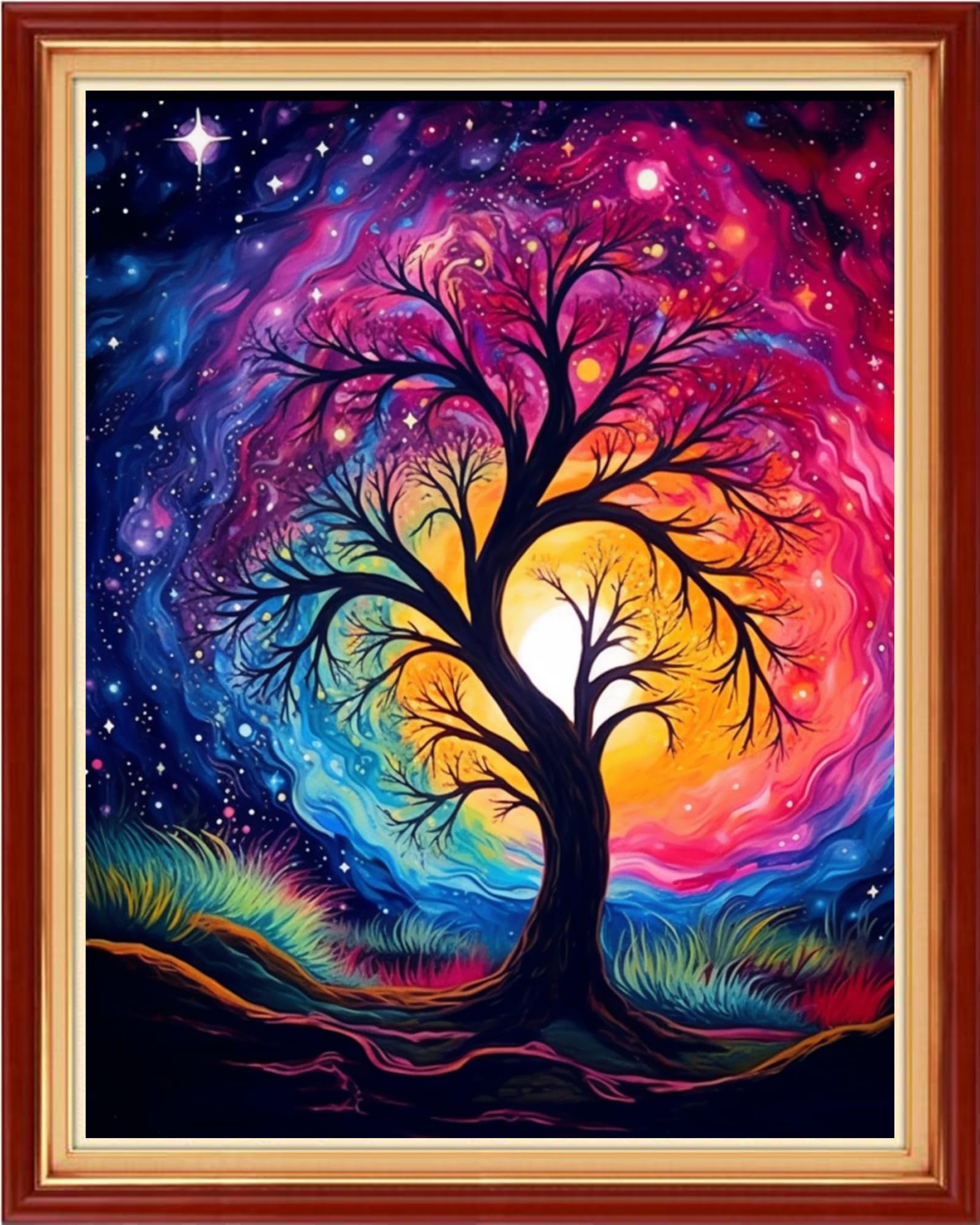 DMCVIVR Stamped Cross Stitch Kits for Beginners Adults Needlepoint Kits for Beginners Embroidery Kits for Adults Crossstitch Kit for Beginners 11CT-Noctilucent Tree 16x20 inchs