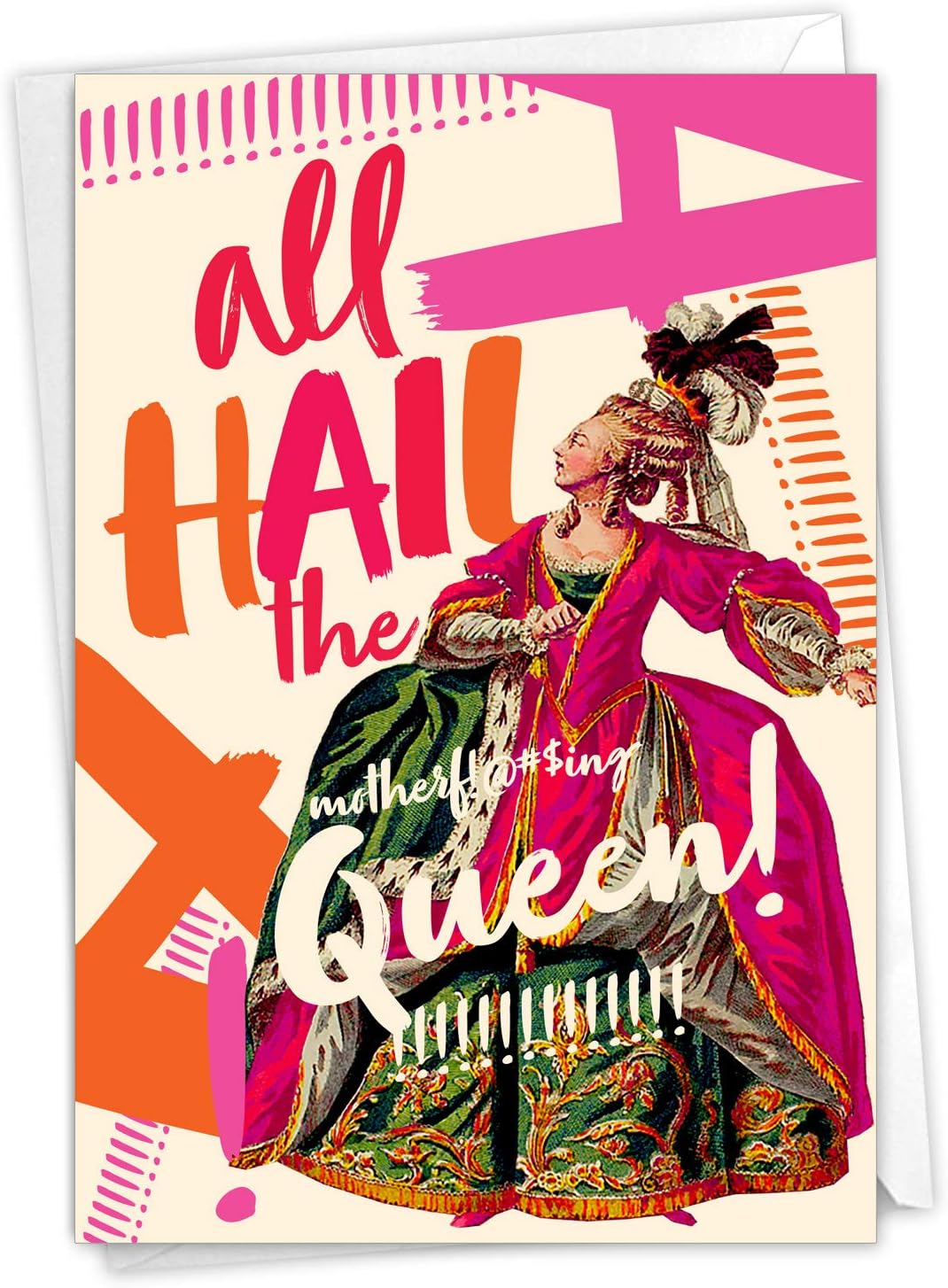 NobleWorks - 1 Funny All Occasion Card for Women - Blank Humor Notecard with Envelope - All Hail the Queen C6677OCB