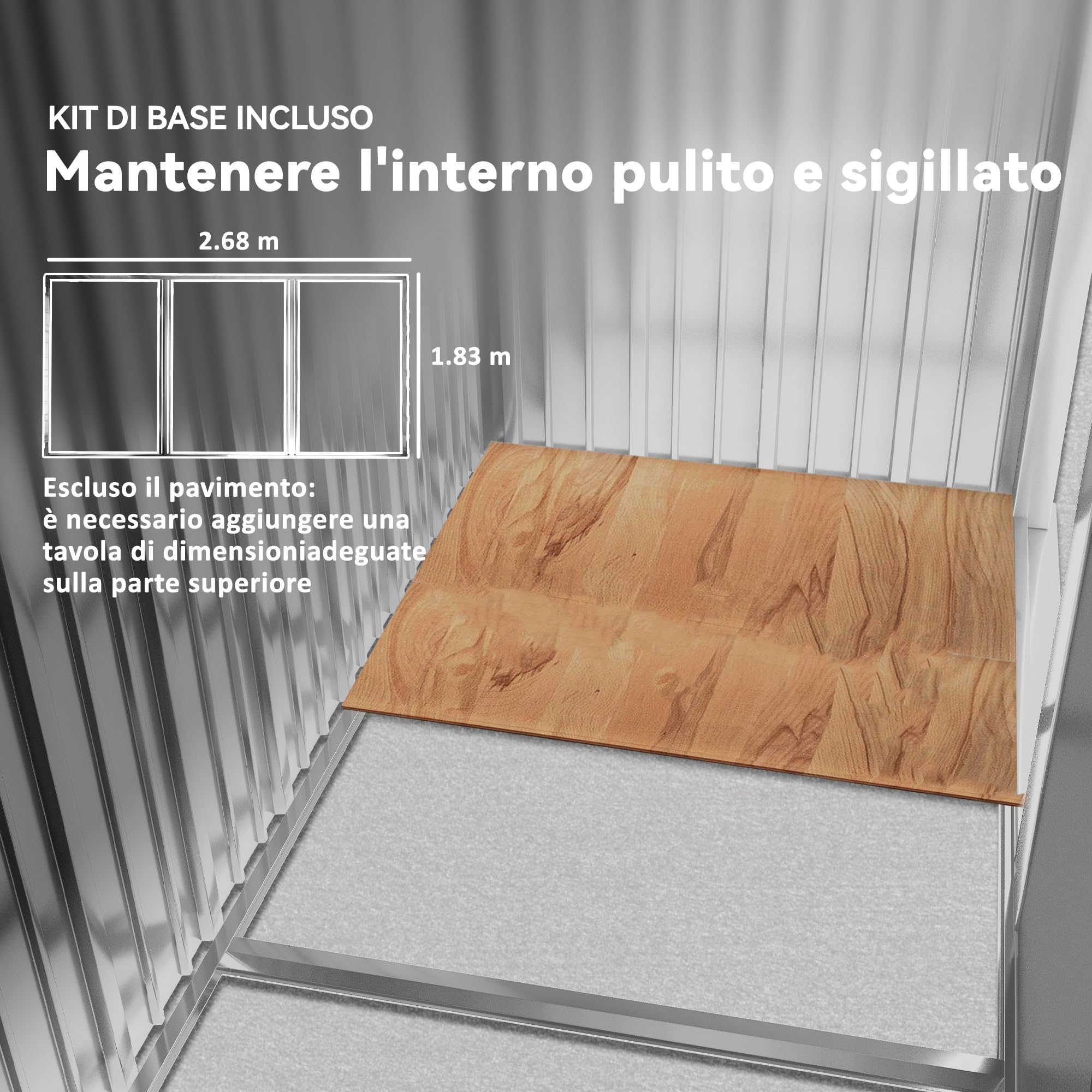 Outsunny Casetta da Giardino 5m² con Kit Fondazione Acciaio Marrone Chiaro | Acciaio Zincato, Prese d'Aria, Tetto Inclinato, Doppia Porta Scorrevole Bloccabile, Capanno Porta Attrezzi