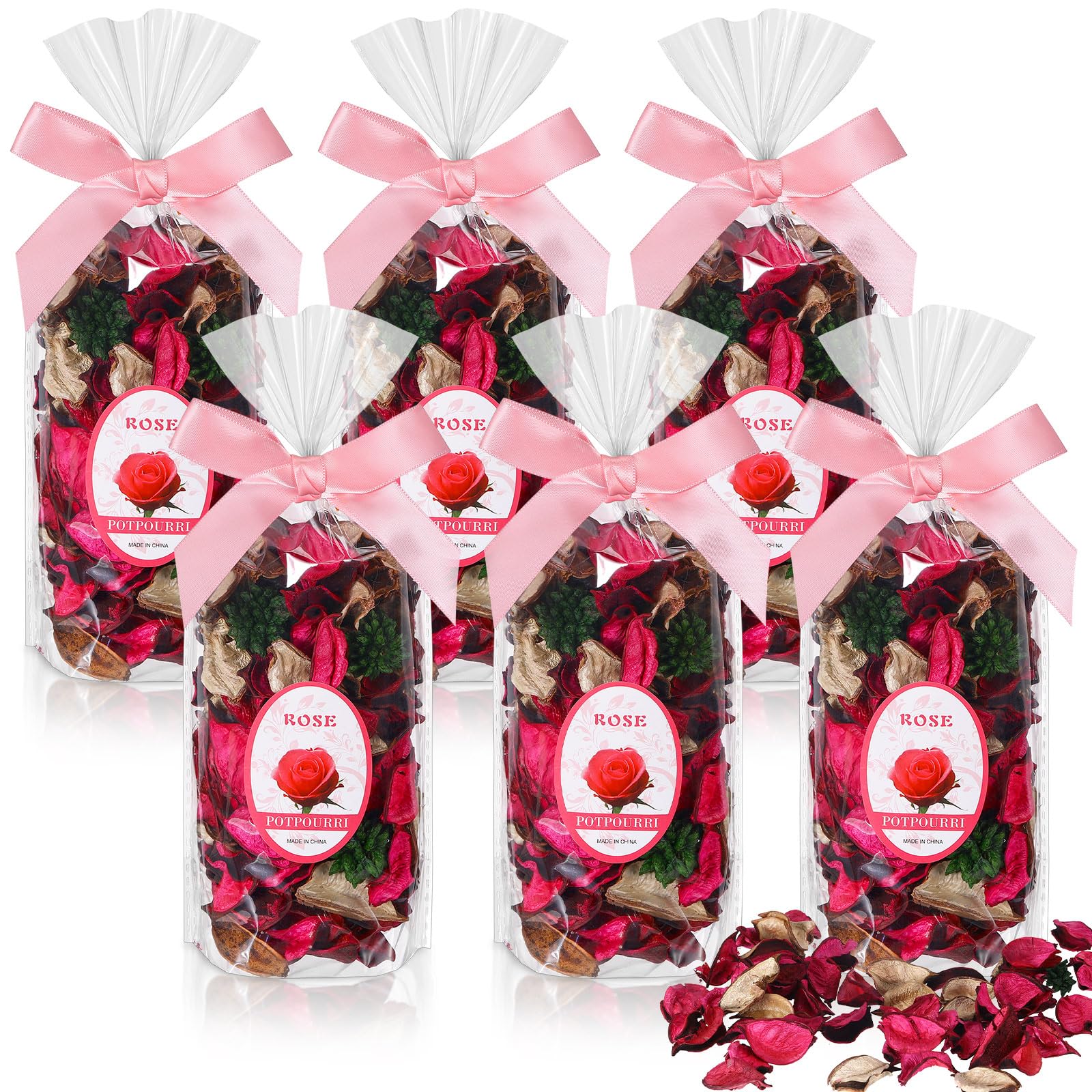 Nuanchu 6 Pcs Potpourri Bags Rose Red Potpourri Bowl Filler Rose Scented Dried Flowers Petals Cinnamon Scented Holiday Decorative Vase Fillers Home Perfume Sachet