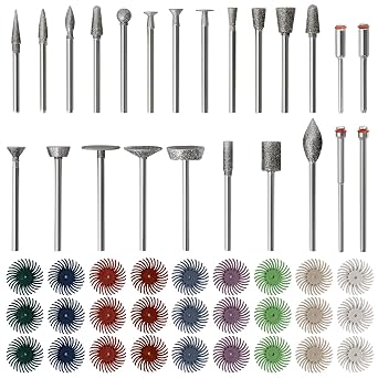 51Pcs Diamond Bits for Dremel Tool Accessories, HOMEIDOL Polishing Kits, 1" Radial Bristle Disc with 3/32", 1/8" Shank Rotary Tool Bits Diamond Grinding Bits for Stone Ceramics Metal Sanding