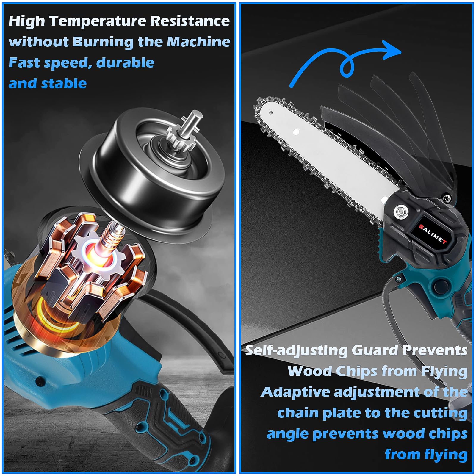 Mini motosierra eléctrica de 6 pulgadas con 2 baterías de 6000mAh y cargador,Batería de motosierra manual con cerradura de seguridad Batería de motosierra manual para podadoras podadoras cortador b