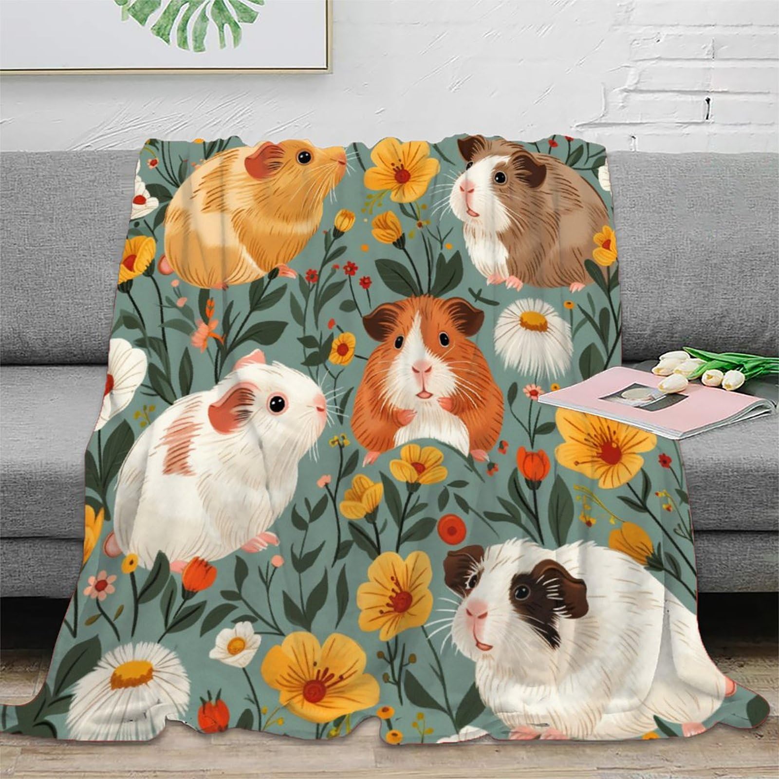 Couverture Cochon d'Inde flanelle douillette impression 3D jeté de lit