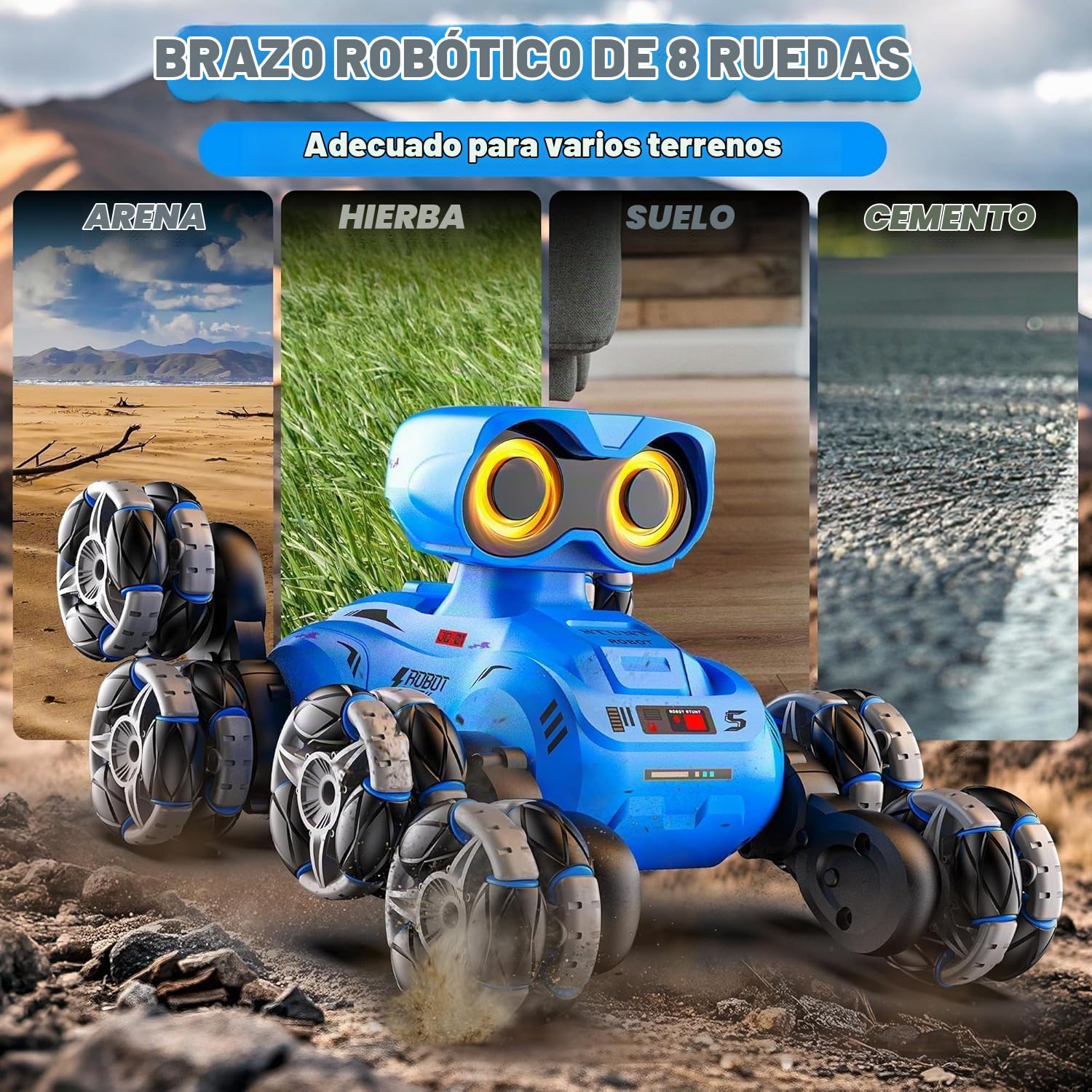 Coche Teledirigido Todoterreno 8WD 4x4,Control 2.4Ghz,Baterías Recargables | Baterías 60+ Minutos RC Car,CocheTeledirigido para niños 3-12, El regalo ideal para cumpleaños y fiestas
