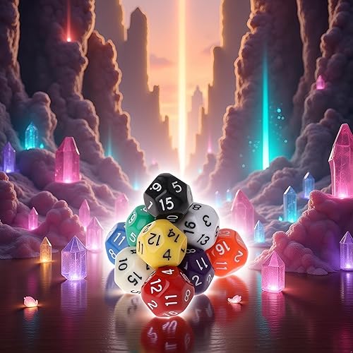 Miniatura 3 de Juego de 10 dados poliédricos para Calabozos y Dragones de 16 caras, dados poliédricos con otros juegos de mesa con surtido aleatorio multicolor