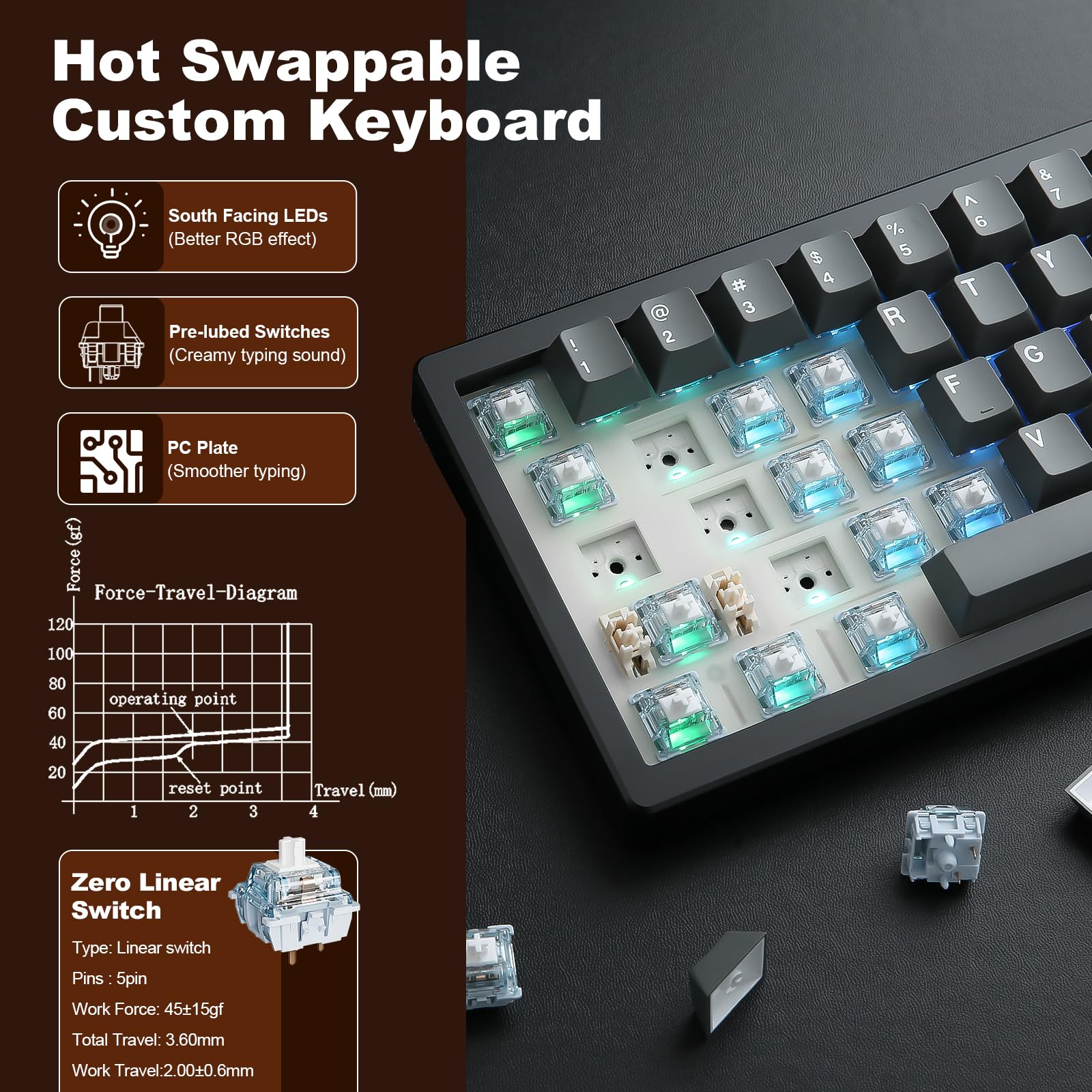 Amazon.com: YUNZII AL68 Wireless Mechanical Keyboard,Full