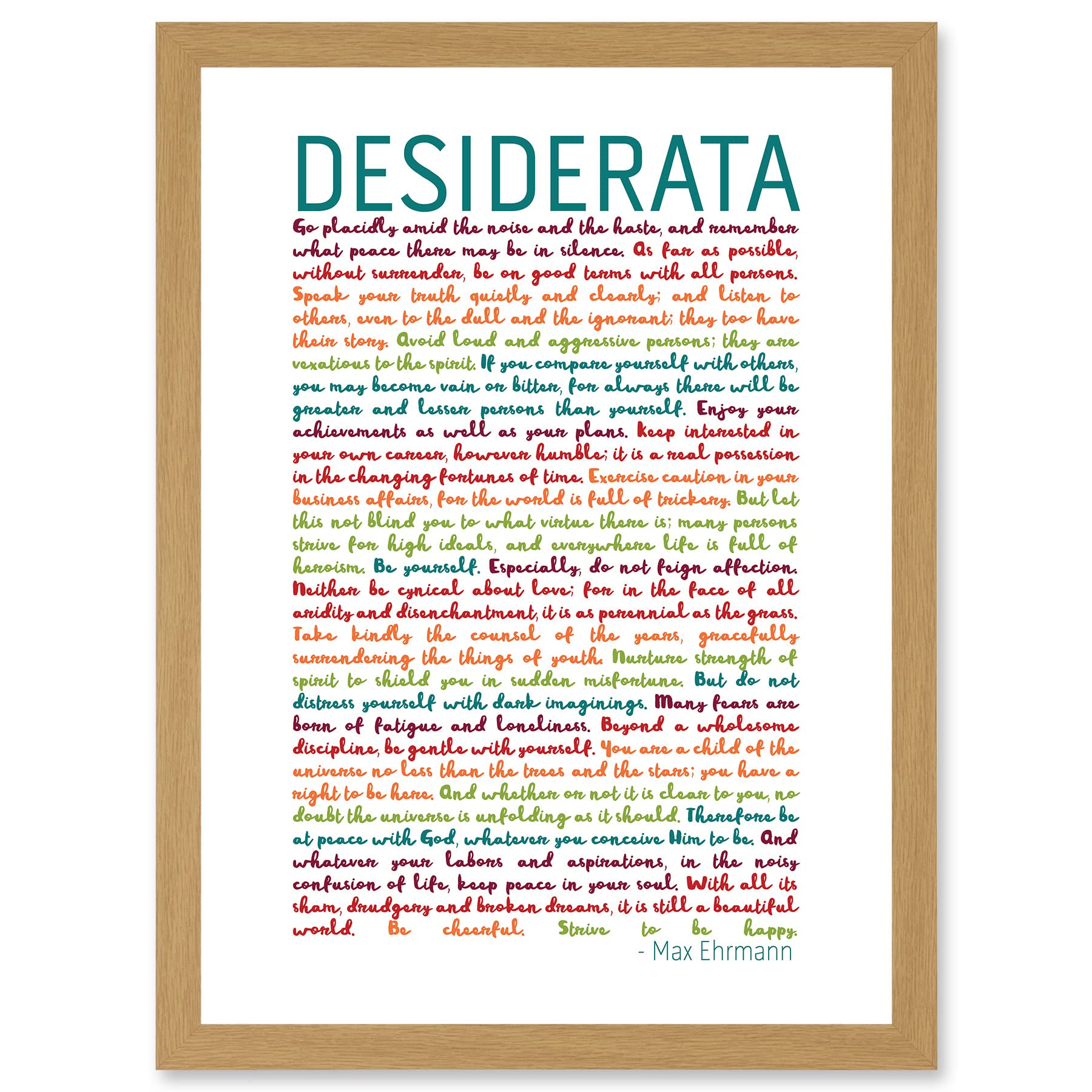 Wee Blue Coo Desiderata Rainbow Words Mav Ehrmann Typography Inspiration A4 Artwork Framed Wall Art Print