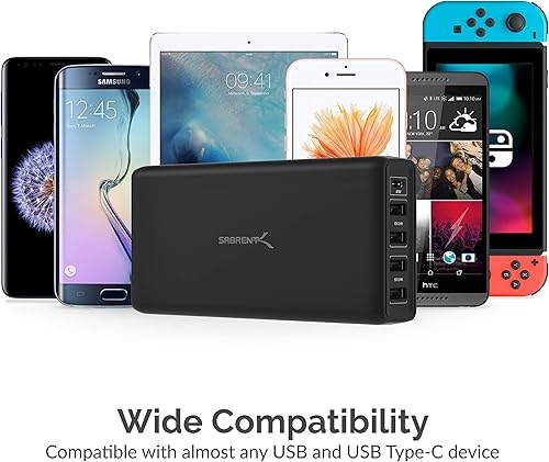 Miniatura 8 de SABRENT Estación de carga de cargador inteligente USB A y USB tipo C PD de 5 puertos de 114 W (AX-LPD5)