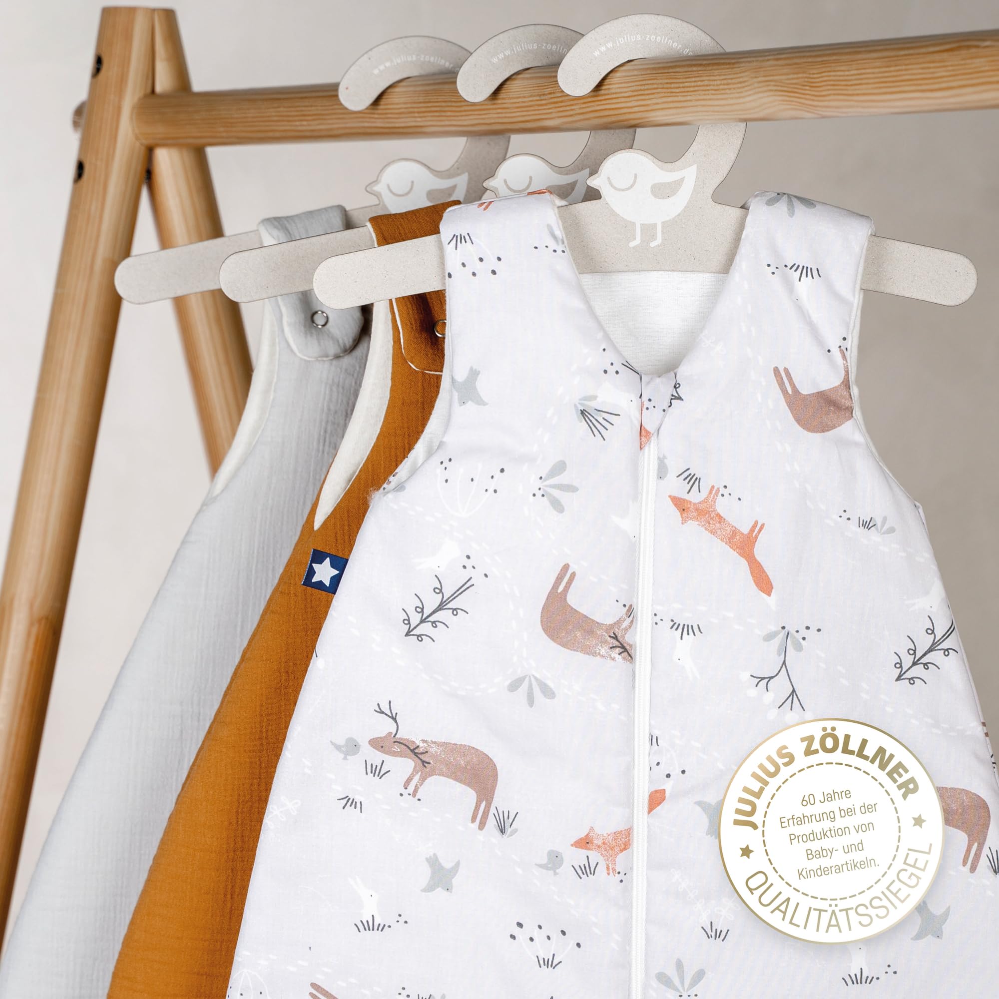 Julius Zöllner Śpiwór całoroczny dla niemowląt ze 100% bawełny, rozmiar 110, 24-48 miesięcy, standard 100 Öko-Tex, wyprodukowano w Niemczech, Woodlife
