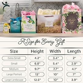 Christian Art Gifts Medium Portrait Inspirational Scripture Gift Bag, Tag & Wrapping Tissue Paper Set for Women: He Who Began a Good Work, Sturdy Satin Ribbon Handles, Cute Turquoise Multicolor Floral
