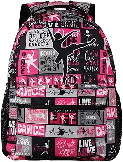 Dance Backpack for Girls, Elementary Middle High School Bookbags for Teen Kids, Travel Laptop Backpack for College Students Women Men Durable Lightweight School Bags, 17 Inch Large Back Packs
