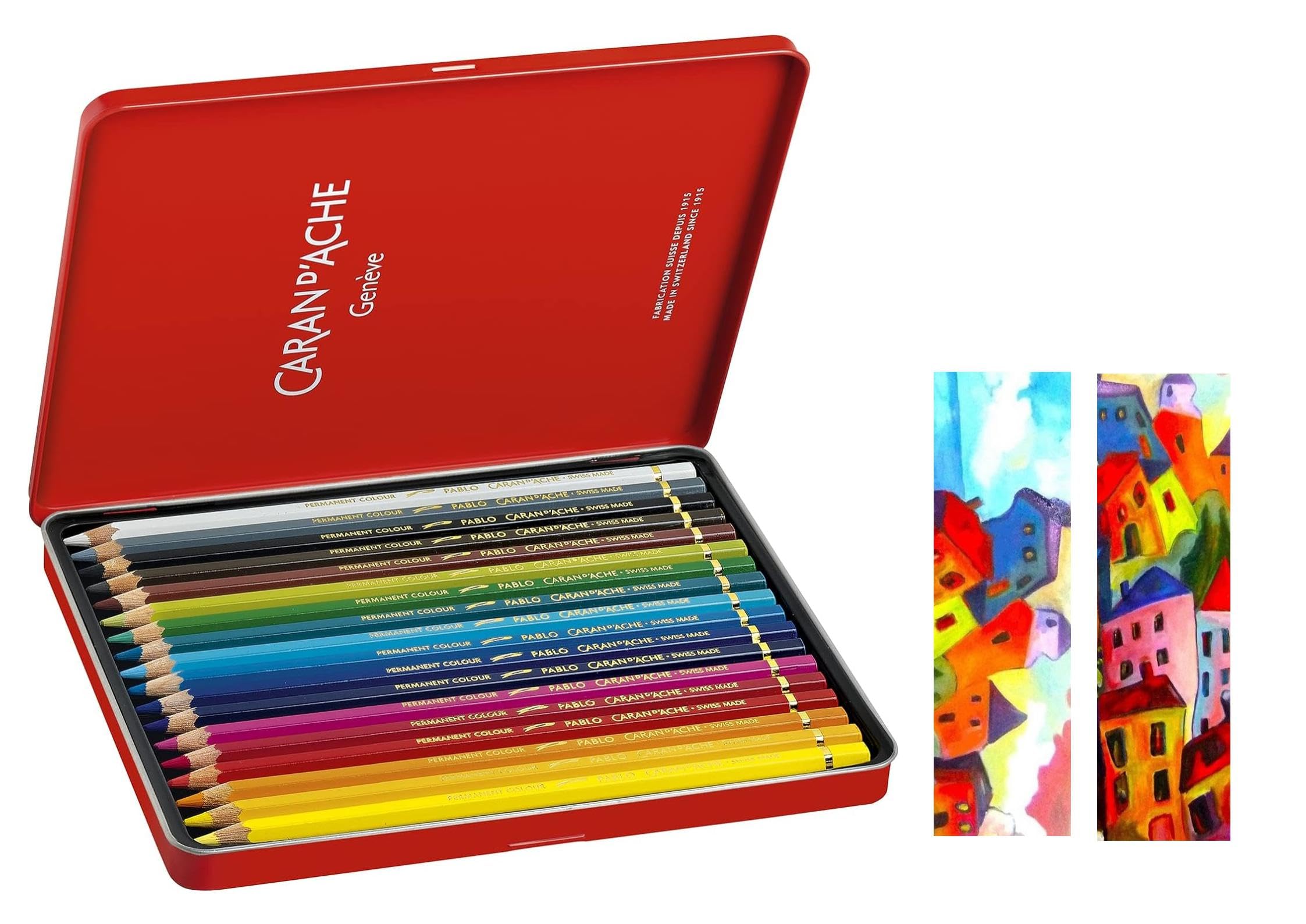Caran d'Ache - PABLO. 18 crayons de couleurs permanents Artistes 2 carte
