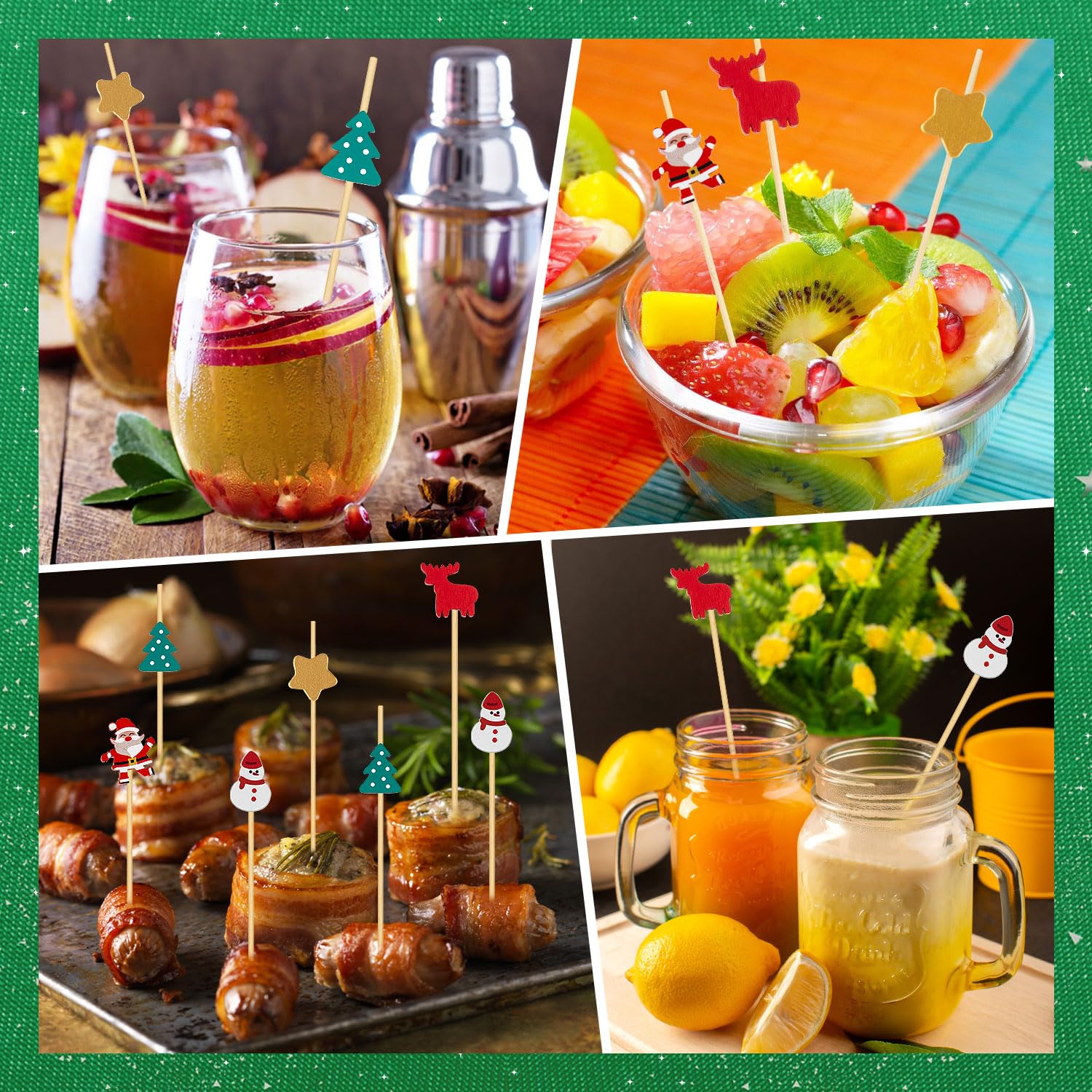 Amazon | クリスマスカクテルピック 140個 4.8インチ クリスマスフード