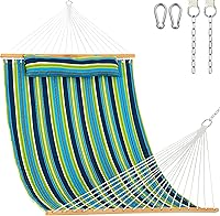 Vista 13 de Lazy Daze Hammocks - Hamaca doble de tela acolchada de 12 pies con barras de suspensión y almohada desmontable, capacidad de carga de 450 libras