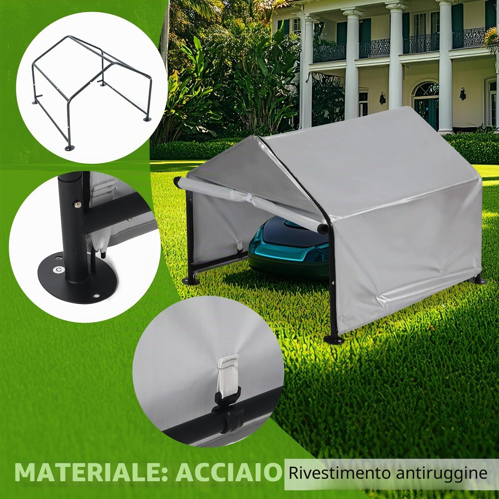 Garage per robot tosaerba, garage per robot tosaerba, riparo esterno resistente alle intemperie con protezione UV, garage per robot tosaerba, stanza per animali domestici, 78 × 74 × 63 cm