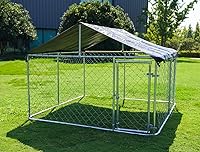 Vista 6 de Jaula grande para perros al aire libre, malla de casa de perrera resistente, valla de acero para perreras con cierre seguro