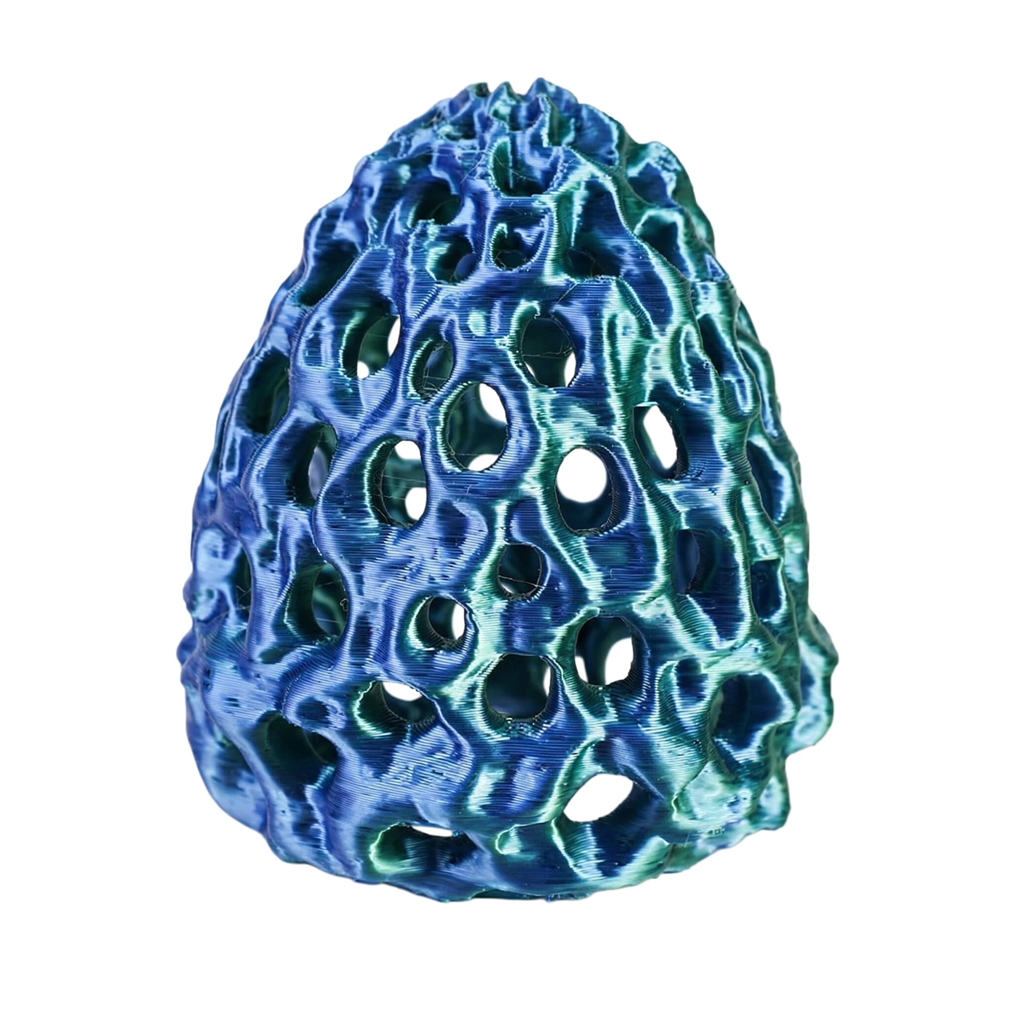 PLUSHCEWT 3D Printed Shrimp Cave & Betta Resting Spot with Suction Cup, Aquarium Ornament Hideout for Shrimp, Small Fish, Live Plants - Multi-Hole Safe Shelter & Fish Tank Accessories (blue)