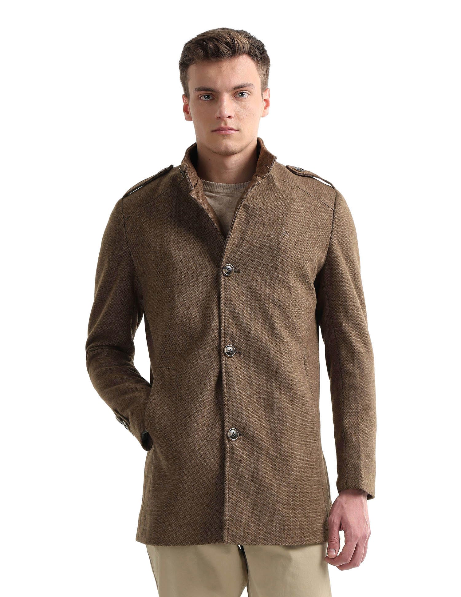 Arrow Sport Men's Detachable Collar Trench Coat-image-46