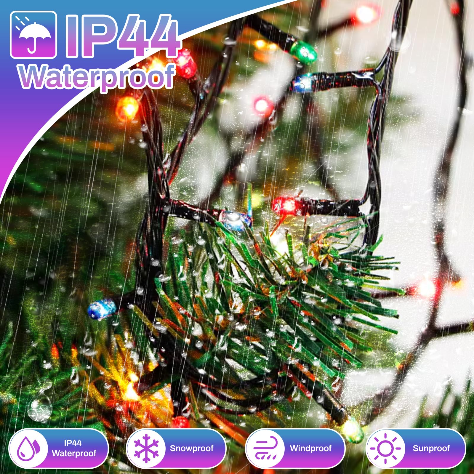 Weihnachtsbeleuchtung, 1000 LEDs, 1,8 m, wasserdicht, für den Außenbereich, Timer, 8 Modi, funkelnde Lichterkette, LED-Lichterkette für den Innenbereich, für Hochzeit, Party, Hof, Hausdekoration