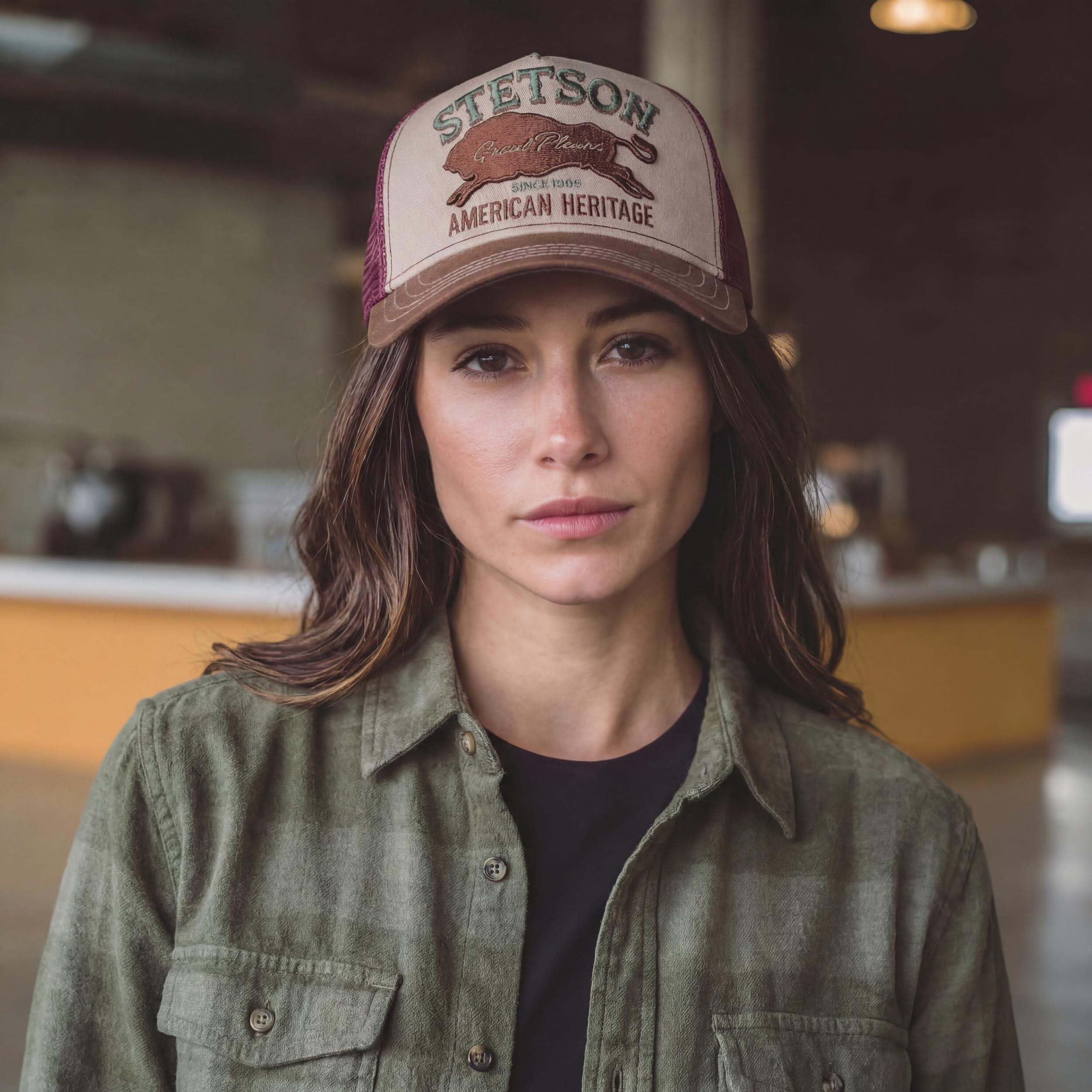 Stetson Czapka Trucker The PlainsKobiety/Mężczyźni - baseball cap basecap curved brim Snapback, Z daszkiem, daszkiem wiosna-lato jesień-zima Wiosna Lato Jesień Zima - One