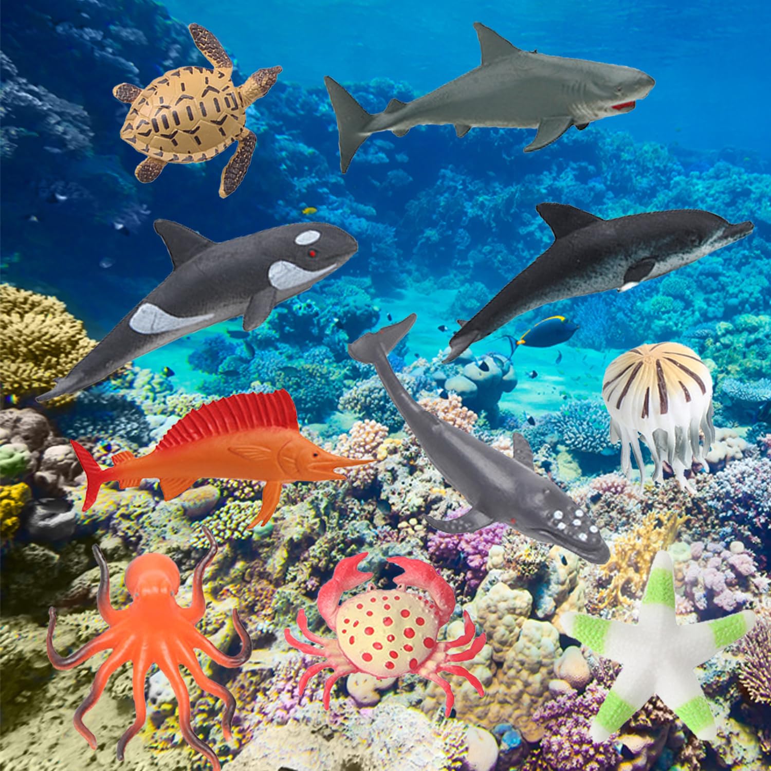 12 Meerestiere Figuren Set - Realistische Ozean Tiere Für Spielzeug & Deko