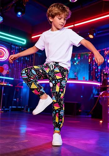 Miniatura 4 de Idgreatim 6-16T - Pantalones deportivos para niños, divertidos gráficos en 3D, pantalones deportivos casuales con bolsillos