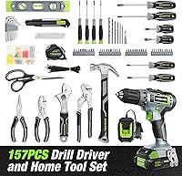 Vista 2 de WORKPRO Juego de herramientas para el hogar con taladro atornillador inalámbrico de iones de litio de 20V, kit de herramientas de reparación